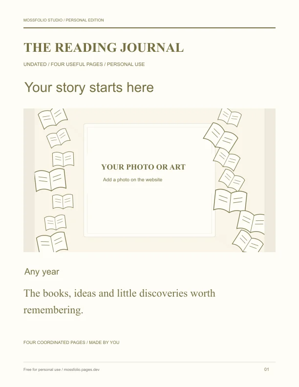 First page of Adventure Reading Notebook; four-page free printable PDF