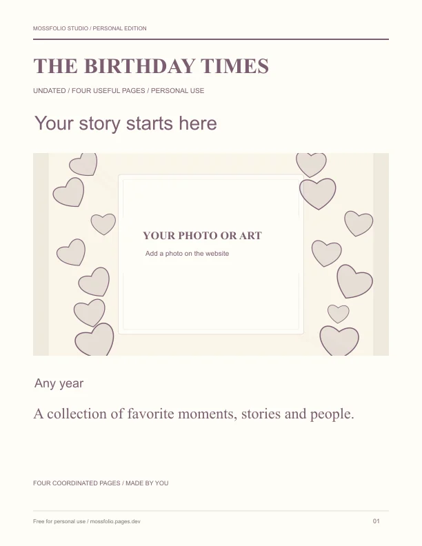 First page of Best Friends Birthday Interview; four-page free printable PDF