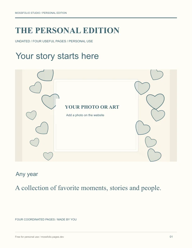 First page of Best Friends Shared Adventure Journal; four-page free printable PDF