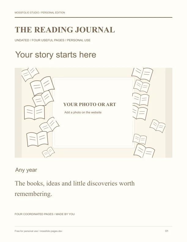 First page of Biography Reading Journal; four-page free printable PDF