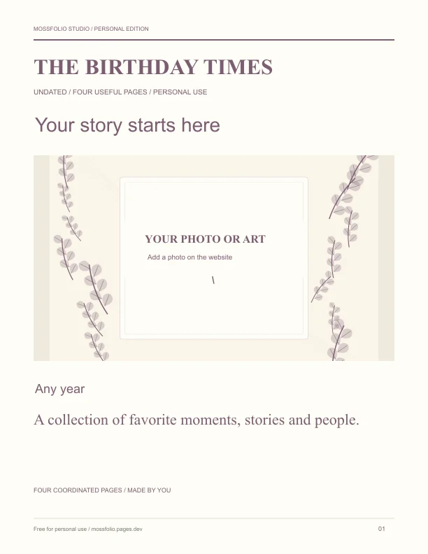 First page of Brothers Birthday Interview; four-page free printable PDF