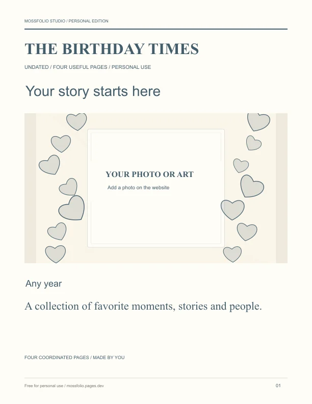 First page of Couples Birthday Interview; four-page free printable PDF