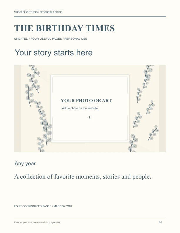 First page of Cousins Birthday Interview; four-page free printable PDF