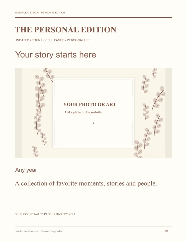 First page of Cousins Memory Book; four-page free printable PDF