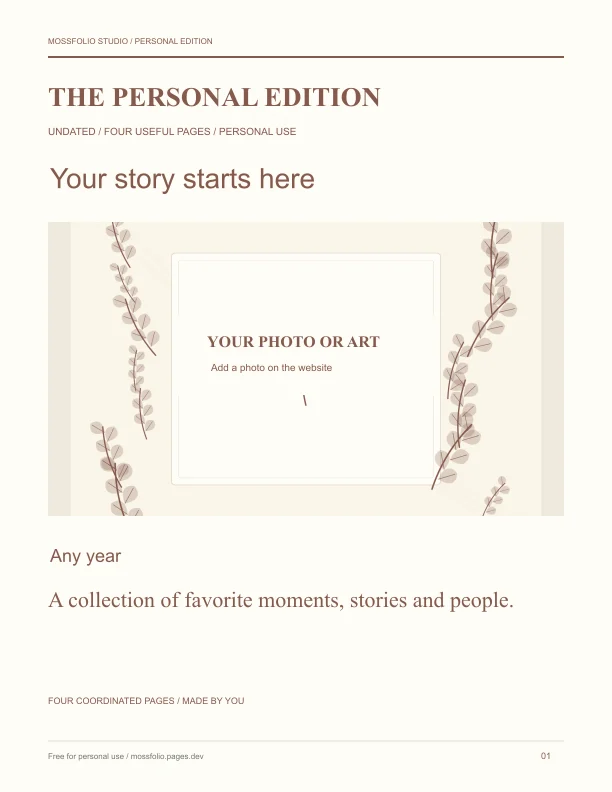 First page of Coworkers Memory Book; four-page free printable PDF
