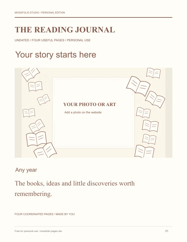 First page of Dystopian Fiction Reading Journal; four-page free printable PDF