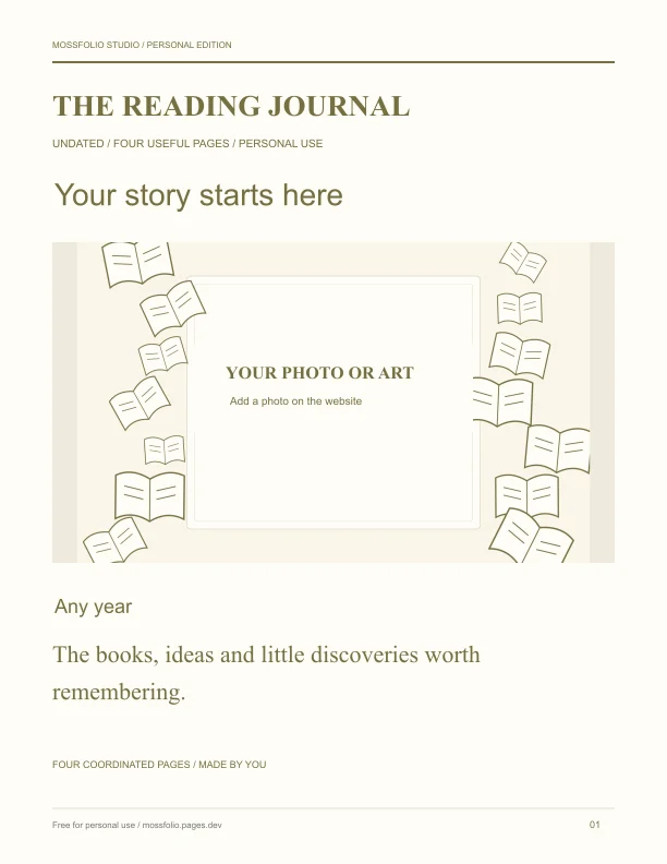 First page of Essays Reading Notebook; four-page free printable PDF