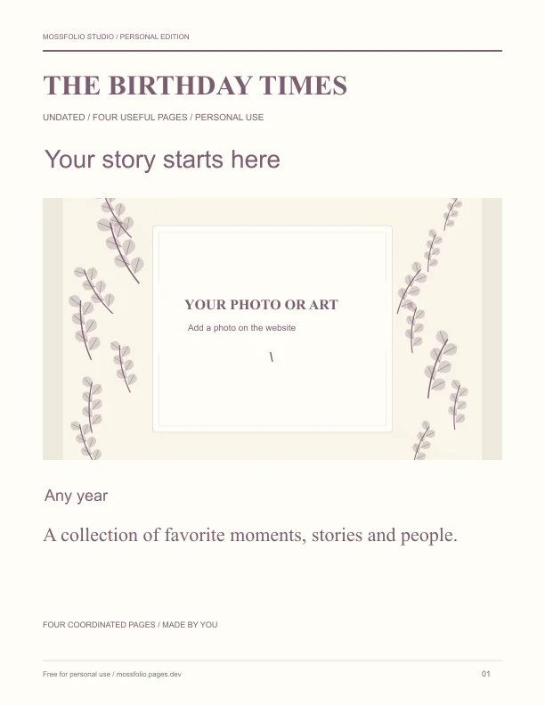 First page of Family Birthday Interview; four-page free printable PDF