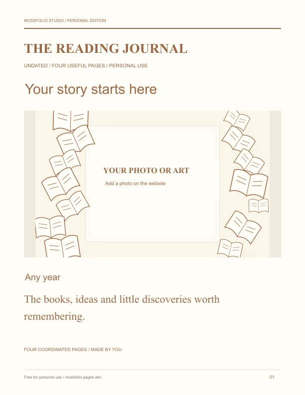 First page of Fantasy Reading Notebook; four-page free printable PDF