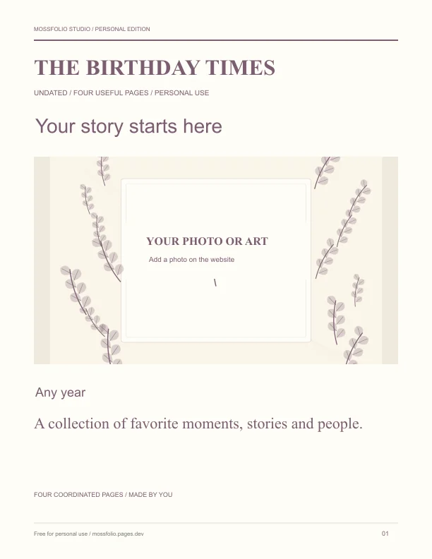 First page of Father and Son Birthday Interview; four-page free printable PDF