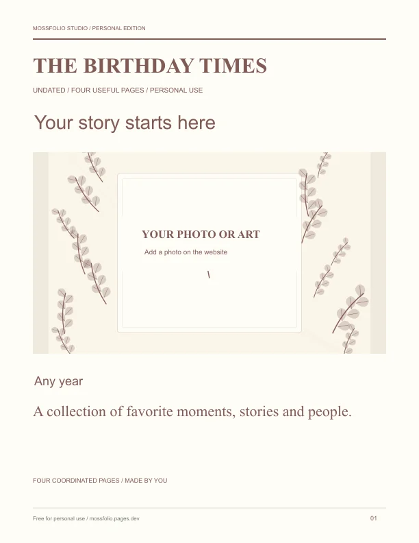 First page of Friendship Birthday Interview; four-page free printable PDF