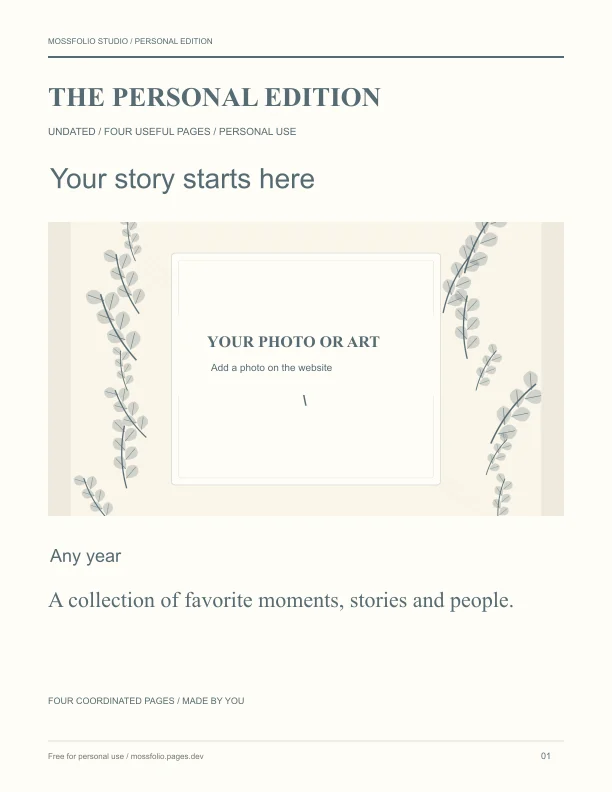 First page of Friendship Memory Book; four-page free printable PDF