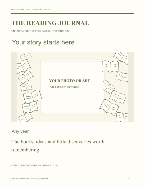 First page of Gothic Fiction Reading Journal; four-page free printable PDF