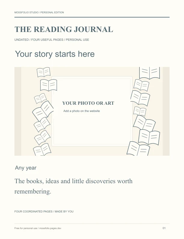 First page of Gothic Fiction Reading Notebook; four-page free printable PDF