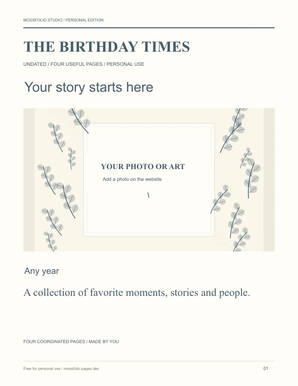 First page of Grandparents Birthday Interview; four-page free printable PDF