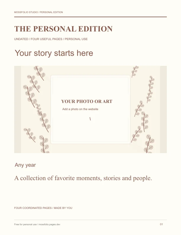 First page of Grandparents Memory Book; four-page free printable PDF