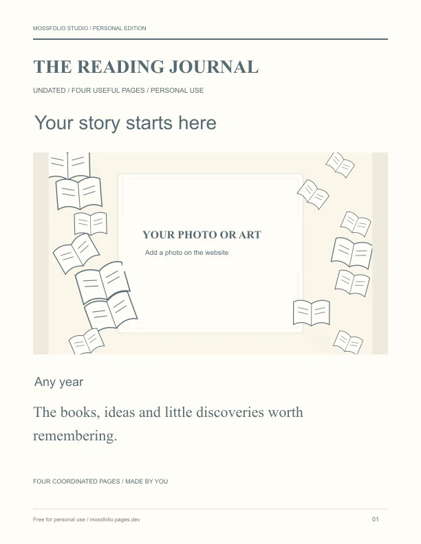 First page of Graphic Novels Reading Journal; four-page free printable PDF