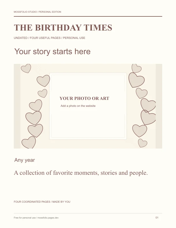 First page of Life Partners Birthday Interview; four-page free printable PDF