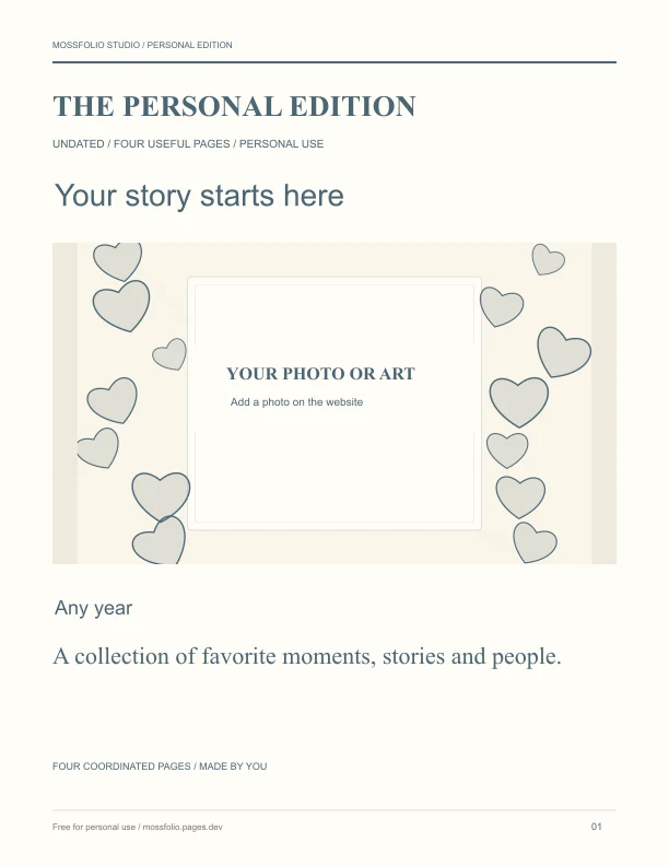 First page of Life Partners Shared Adventure Journal; four-page free printable PDF