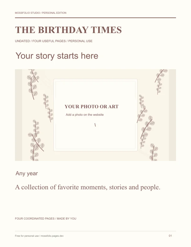 First page of Long-Distance Friends Birthday Interview; four-page free printable PDF