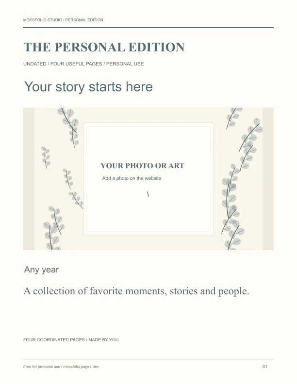 First page of Long-Distance Friends Memory Book; four-page free printable PDF