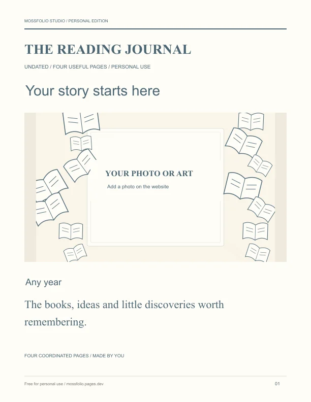 First page of Magical Realism Reading Journal; four-page free printable PDF