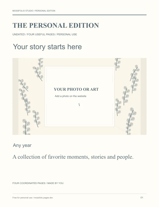 First page of Mentors Memory Book; four-page free printable PDF