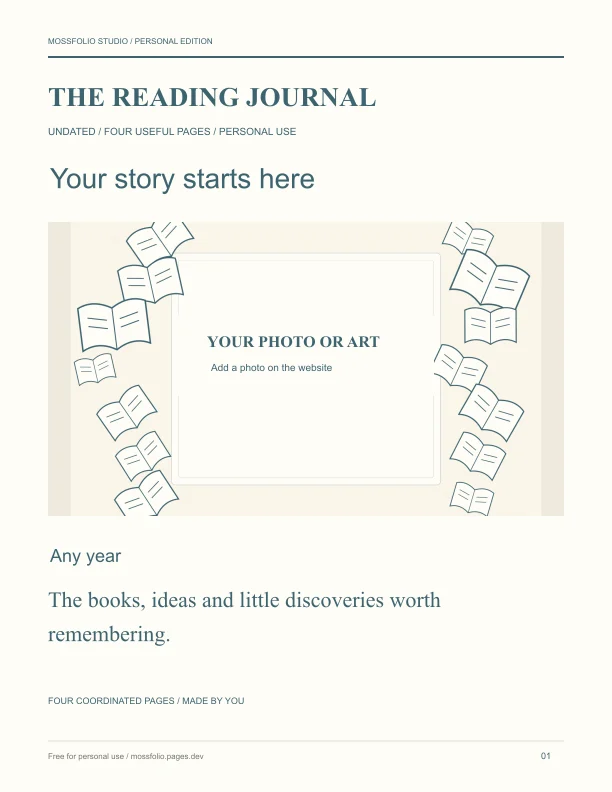 First page of Mystery Reading Journal; four-page free printable PDF