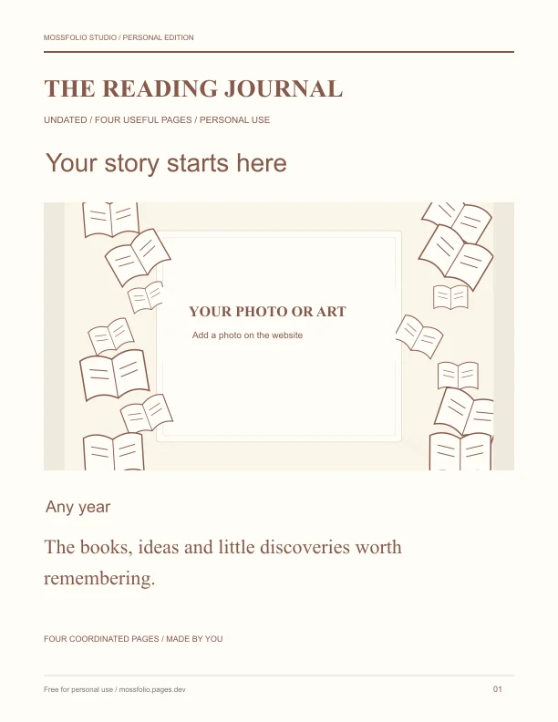 First page of Nature Writing Reading Notebook; four-page free printable PDF