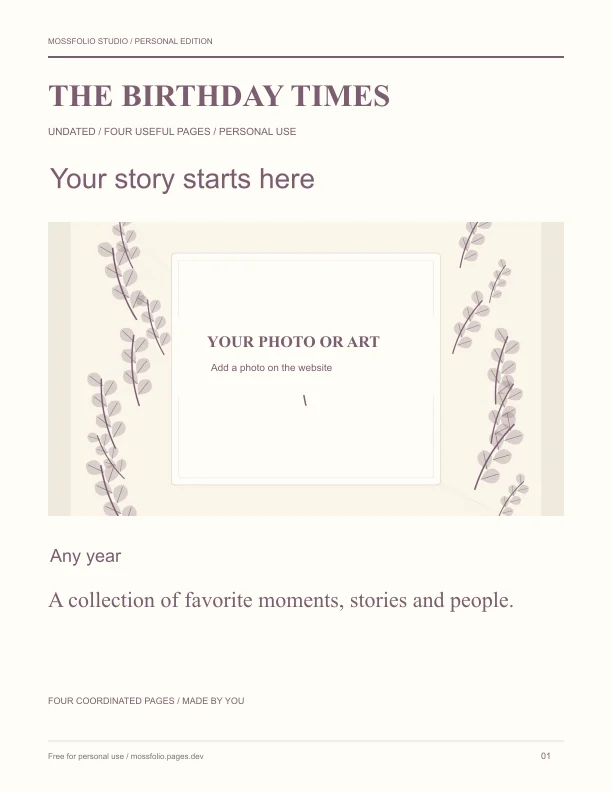 First page of Neighbors Birthday Interview; four-page free printable PDF