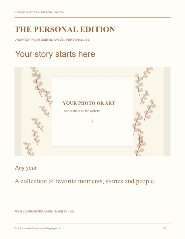 First page of Neighbors Memory Book; four-page free printable PDF
