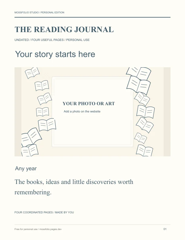 First page of Nonfiction Reading Journal; four-page free printable PDF