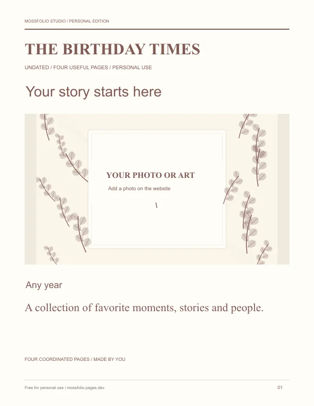 First page of Pet Lovers Birthday Interview; four-page free printable PDF