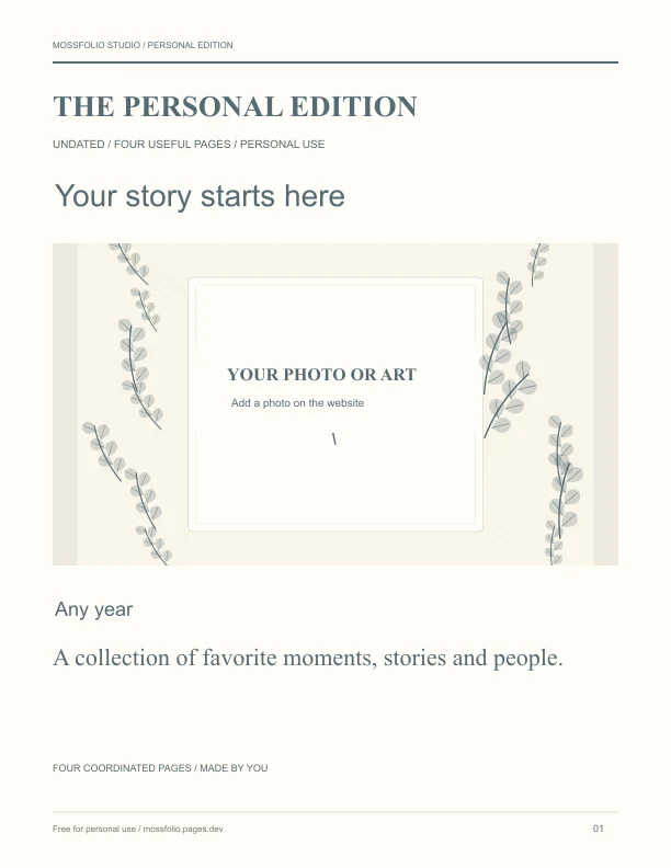 First page of Pet Lovers Memory Book; four-page free printable PDF