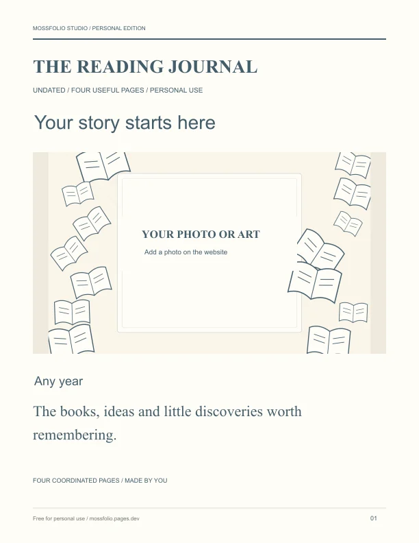First page of Rereading Reading Notebook; four-page free printable PDF