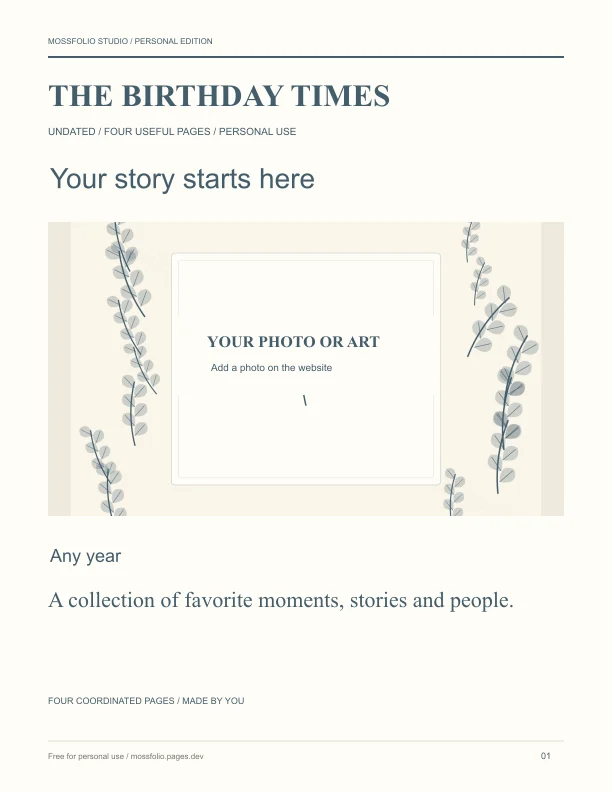 First page of Roommates Birthday Interview; four-page free printable PDF