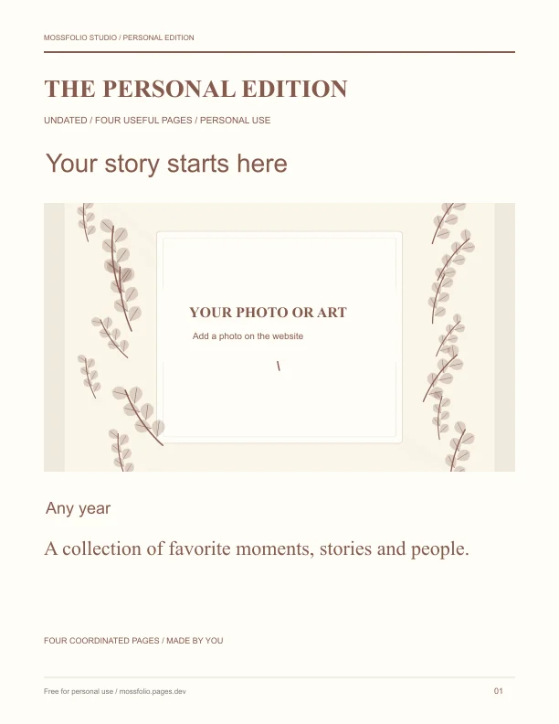 First page of Roommates Memory Book; four-page free printable PDF