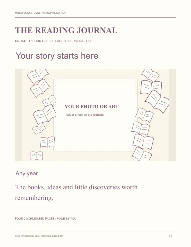 First page of Science Fiction Reading Journal; four-page free printable PDF