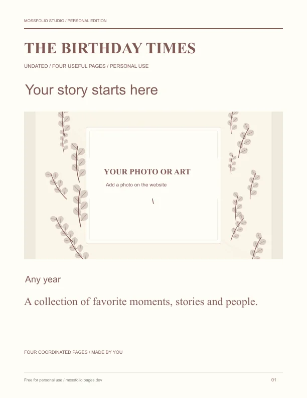First page of Sisters Birthday Interview; four-page free printable PDF