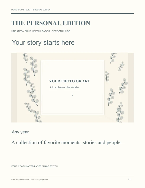 First page of Sisters Memory Book; four-page free printable PDF