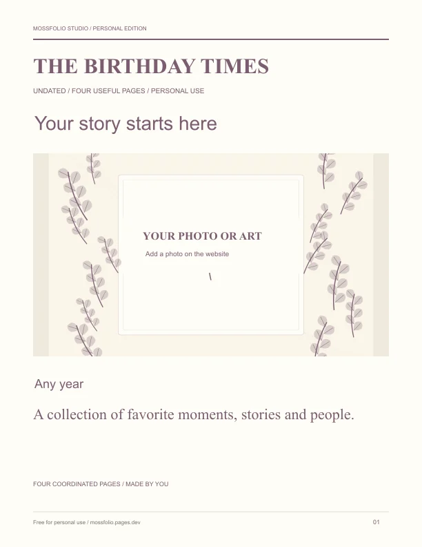 First page of Teachers Birthday Interview; four-page free printable PDF