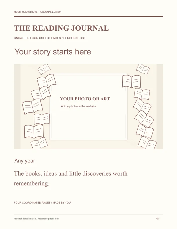 First page of Thriller Reading Journal; four-page free printable PDF