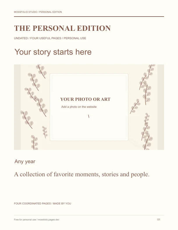 First page of Travel Companions Memory Book; four-page free printable PDF