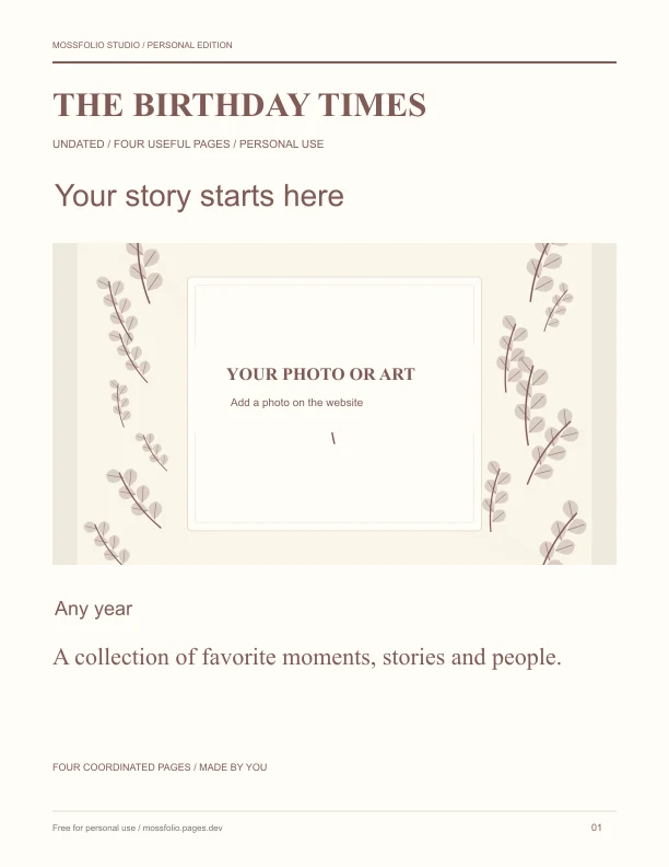 First page of Uncle and Nephew Birthday Interview; four-page free printable PDF